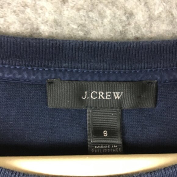J Crew Sweater S Navy Blue Solid Crewneck Tie Ribbon Cuffs Casual Sweatshirt - Picture 3 of 9